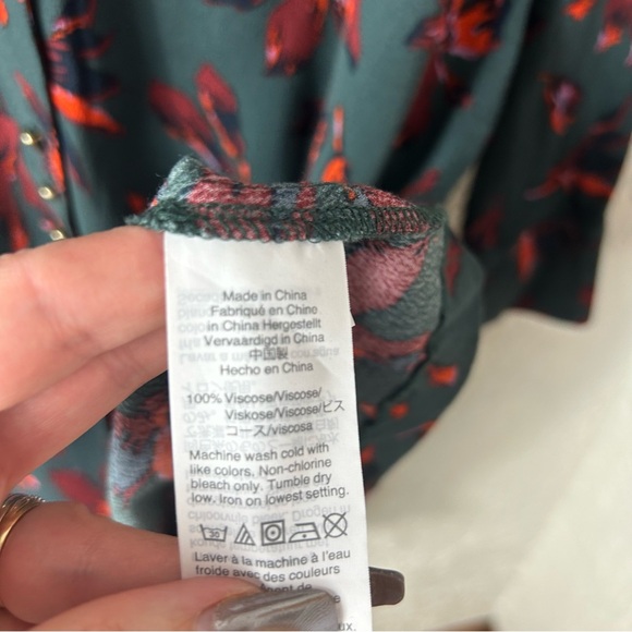 Madewell | Floral Print Easy Dress Long Sleeve Button Front Size L - Picture 5 of 15